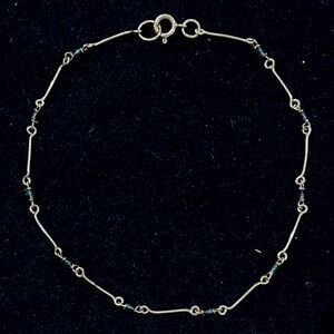Sterling Silver and Blue Bead Anklet